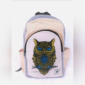 Owl Handmade THC Free Pure Hemp Unisex Bag- Made in NEPAL, One Size